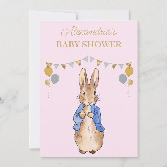 Personalise Baby Shower Peter the rabbit Invitation (Front)