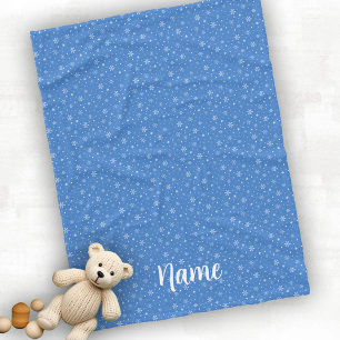 Personalise Baby Winter Snowflakes Blue Fleece Blanket