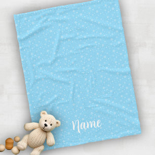 Personalise Baby Winter Snowflakes Light Blue Fleece Blanket