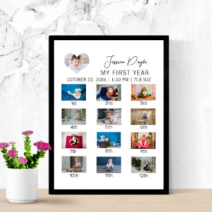 Personalise Baby's First Year Photo Poster Collage