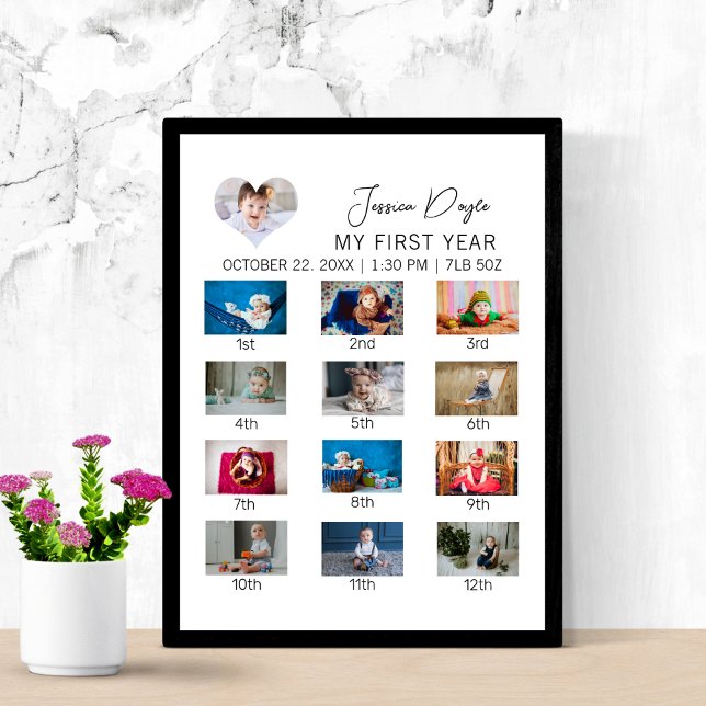 Personalise Baby's First Year Photo Poster Collage (Creator Uploaded)