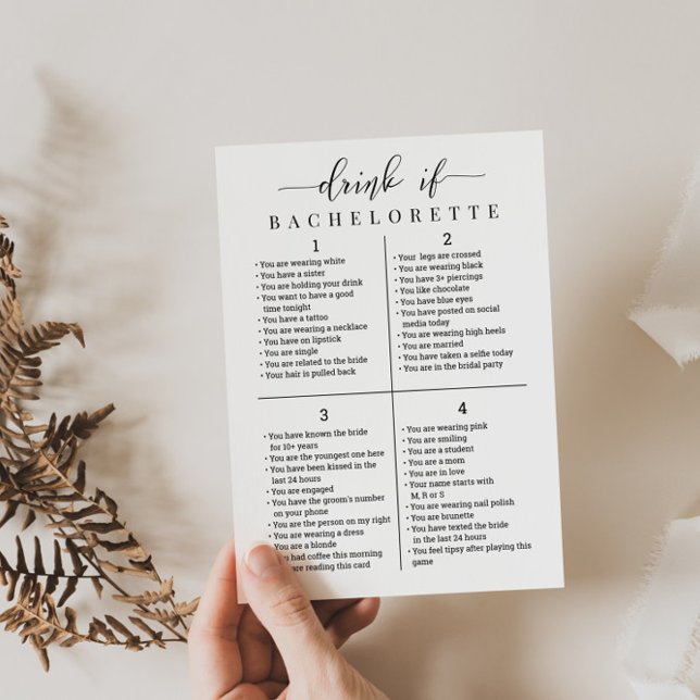 Personalise Bachelorette Party Drink If Game Card  (Creator Uploaded)