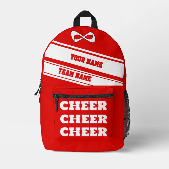 Personalise backpack cheerleading school red white (Front)