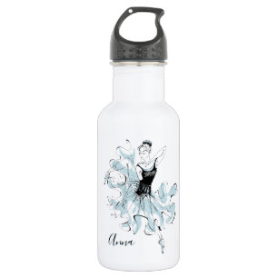Personalise Ballerina Sketch in Blue 532 Ml Water Bottle