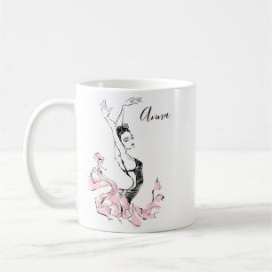 Personalise Ballerina Sketch in Pink Coffee Mug