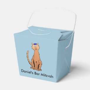 Personalise Bar Mitzvah Kippah Cat Party Favour Box