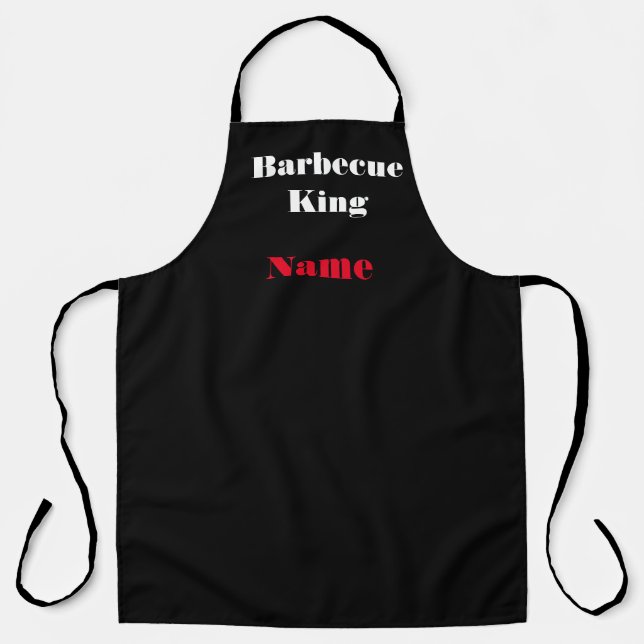 Personalise Barbecue King Black  Apron (Front)