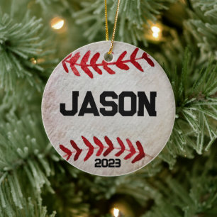 Personalise Baseball Mum Christmas Ceramic Ornament