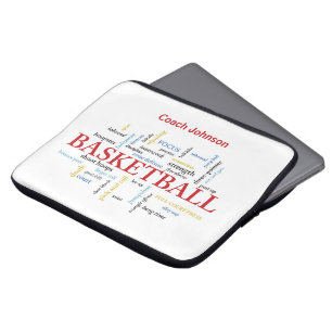 Personalise Basketball Coach Thank You in Words Laptop Sleeve