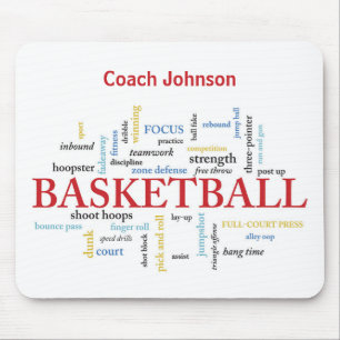 Personalise Basketball Coach Thank You in Words Mouse Pad