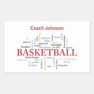 Personalise Basketball Coach Thank You in Words Rectangular Sticker