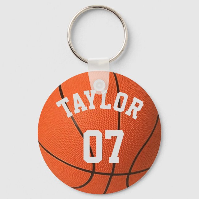Personalise Basketball player Name and Number Key Ring (Front)