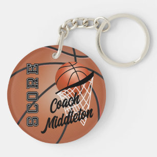 Personalise Basketball -Print both sides Key Ring