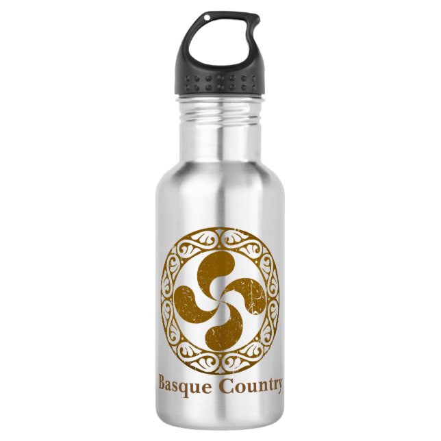 Personalise, Basque distressed bronze Lauburu, 532 Ml Water Bottle (Front)