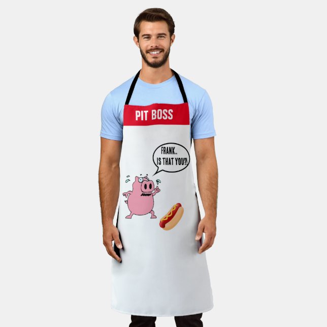 Personalise BBQ Aprons, Frank, Is That You? Funny Apron (Worn)