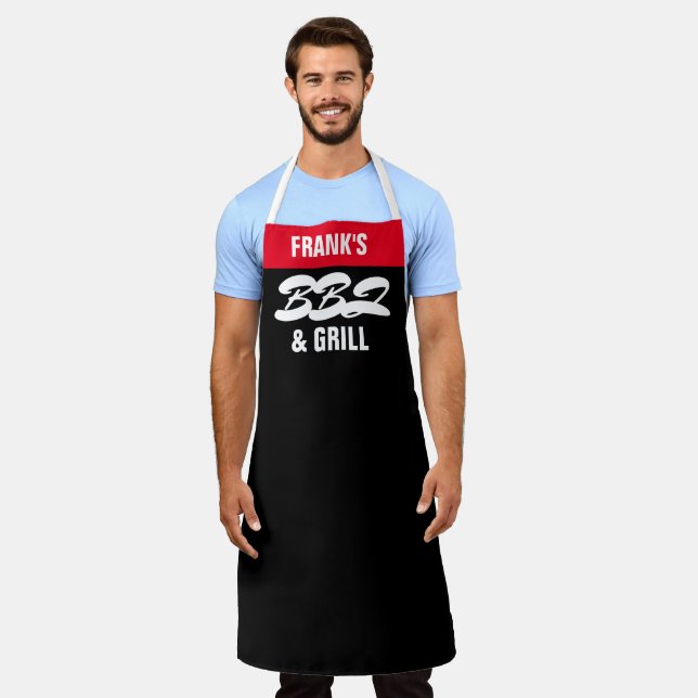 Personalise BBQ & Grill Custom NAME Personal Chef  Apron (Worn)