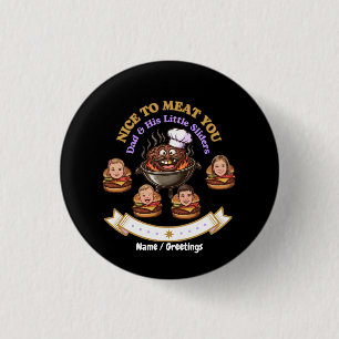 Personalise BBQ Grill Master Gift Nice To Meat You 3 Cm Round Badge