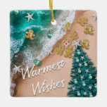 Personalise Beach Christmas Ornament<br><div class="desc">Perfect for a gift or to brighten up your Ocean/Beach Christmas theme. This unique ornament puts a whimsical twist with little Gingerbread Cookies & ornaments washing onto the beach with the tide.</div>