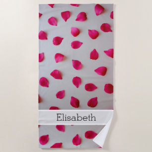 Personalise Beach Towel - Red Rose Petals