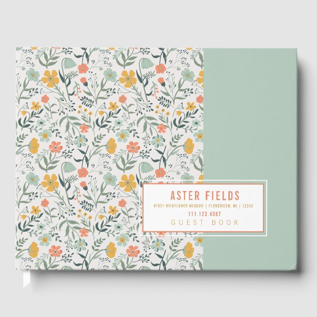 Personalise Beautiful Botanical Floral Pattern Guest Book (Front)