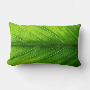 Personalise Beautiful Green Leaf Lumbar Cushion