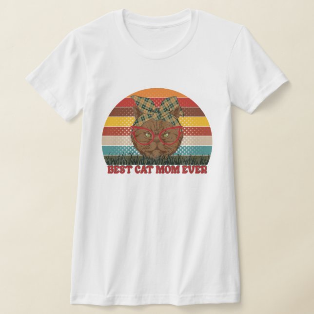 Personalise Best Cat Mum Ever T-shirt (Laydown)