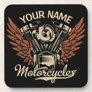  Personalise Biker Motorcycles Motor Wings Garage  Coaster