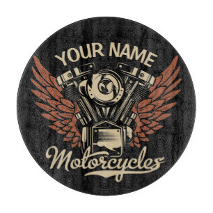 Personalise Biker Motorcycles Motor Wings Garage Cutting Board