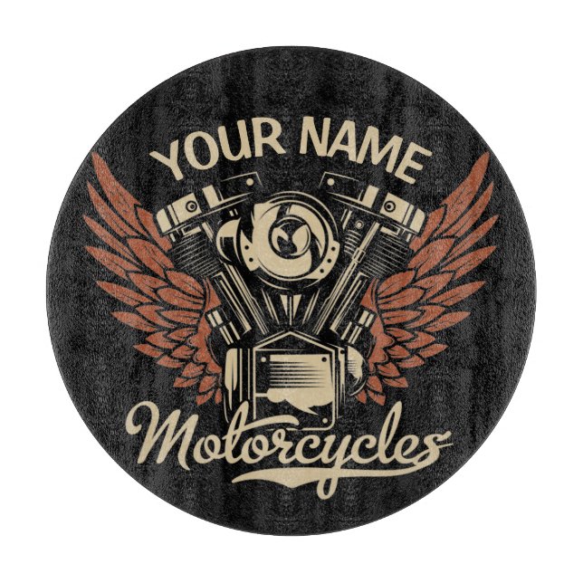  Personalise Biker Motorcycles Motor Wings Garage  Cutting Board (Front)