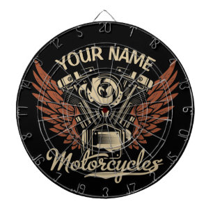 Personalise Biker Motorcycles Motor Wings Garage Dartboard