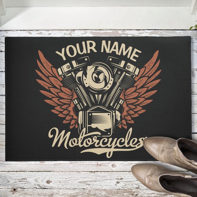  Personalise Biker Motorcycles Motor Wings Garage Doormat (Creator Uploaded)