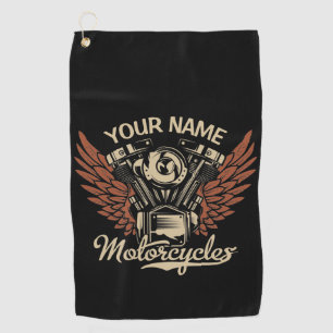 Personalise Biker Motorcycles Motor Wings Garage Golf Towel