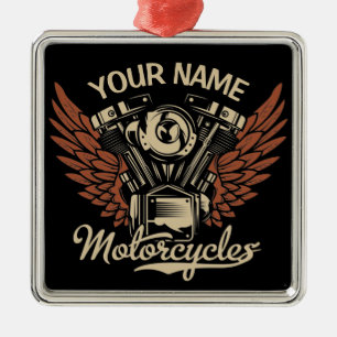 Personalise Biker Motorcycles Motor Wings Garage  Metal Ornament