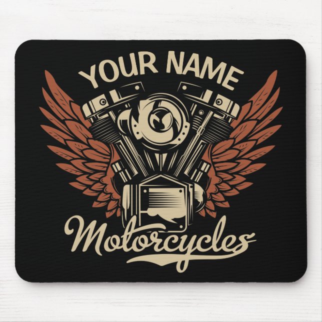  Personalise Biker Motorcycles Motor Wings Garage  Mouse Pad (Front)
