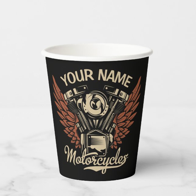  Personalise Biker Motorcycles Motor Wings Garage Paper Cups (Front)