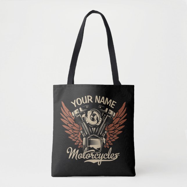  Personalise Biker Motorcycles Motor Wings Garage  Tote Bag (Front)