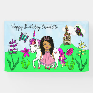 Personalise Birthday Banner Princess and Unicorn
