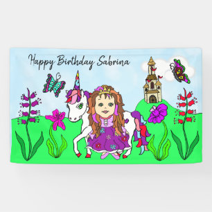 Personalise Birthday Banner Princess and Unicorn
