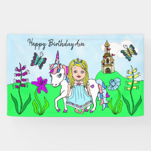 Personalise Birthday Banner Princess and Unicorn