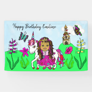 Personalise Birthday Banner Princess and Unicorn
