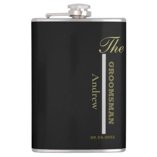 Personalise Black and Silver Groomsman Gift Hip Flask