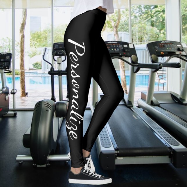 Personalise Black And White (or change text/colour Leggings (Creator Uploaded)