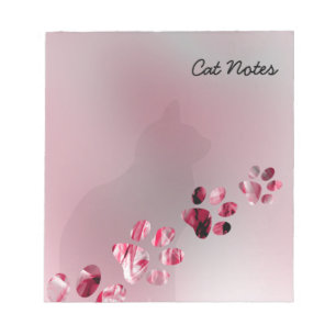 Personalise Black Cat Paw Prints For Cat Lovers Notepad