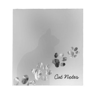 Personalise Black Cat Paw Prints For Cat Lovers Notepad