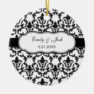 Personalise Black Damask Ornament