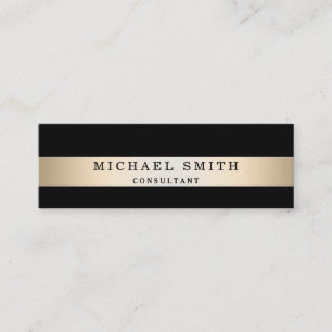 Personalise Black Faux Gold Foil Striped Mini Business Card