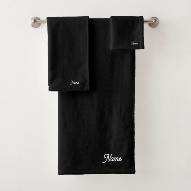 Personalise Black Gift Personal      Bath Towel Set (Insitu)