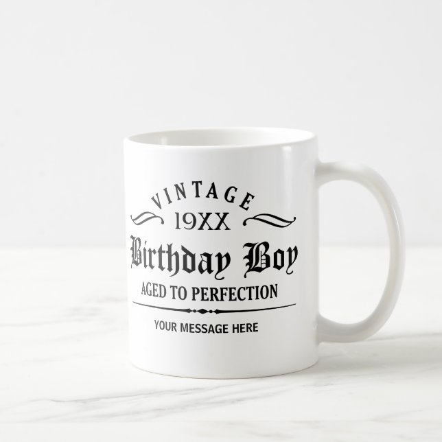 Personalise Black Gothic Script Funny Birthday Mug (Right)