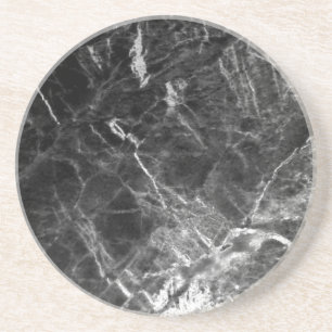 Personalise Black Marble Elegant Trendy Template Coaster