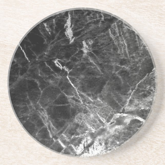 Personalise Black Marble Elegant Trendy Template Coaster (Front)